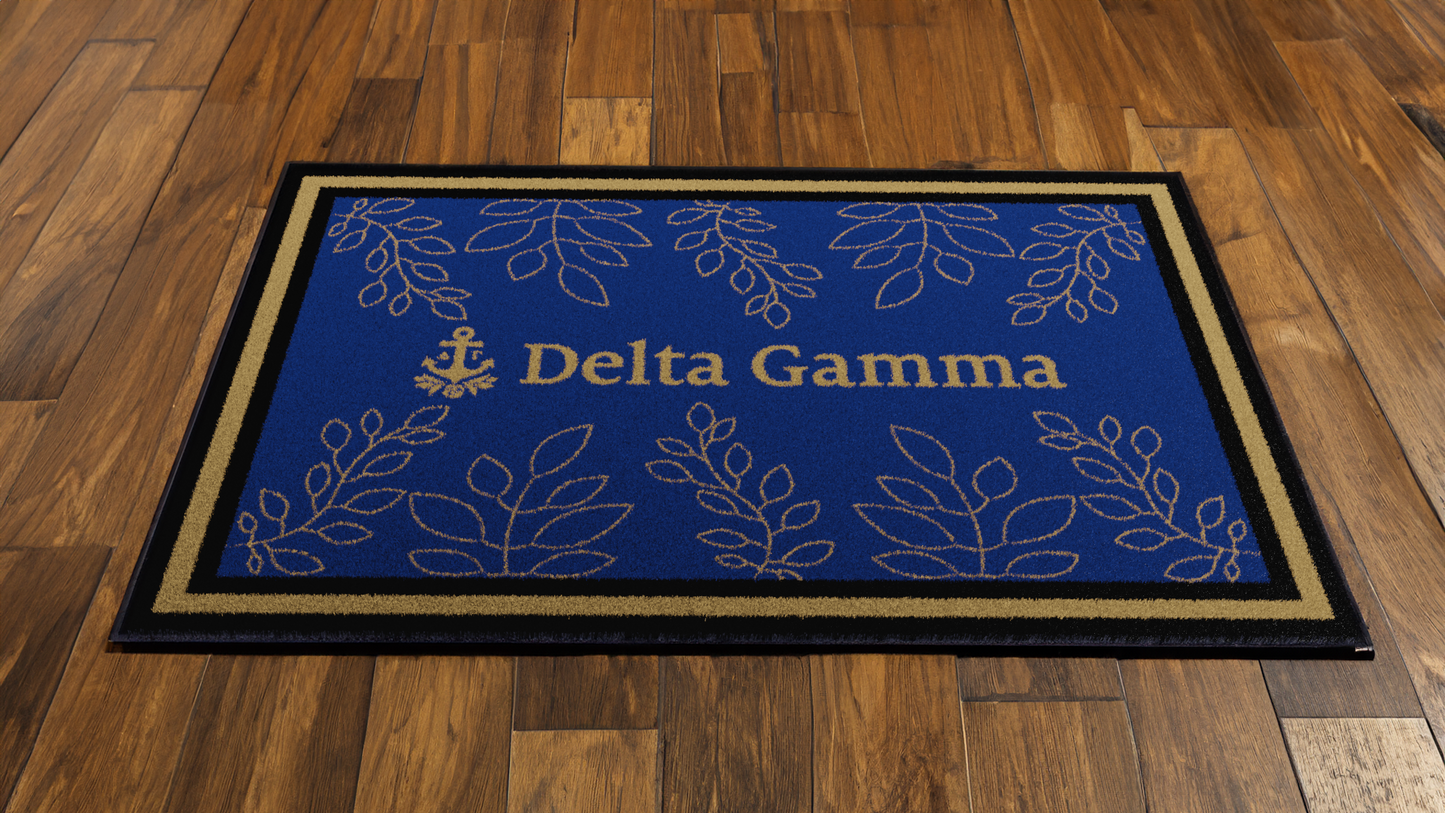 Delta Gamma "Floral" Rug (5'4" x 7'8") - Greek-Rugs.com