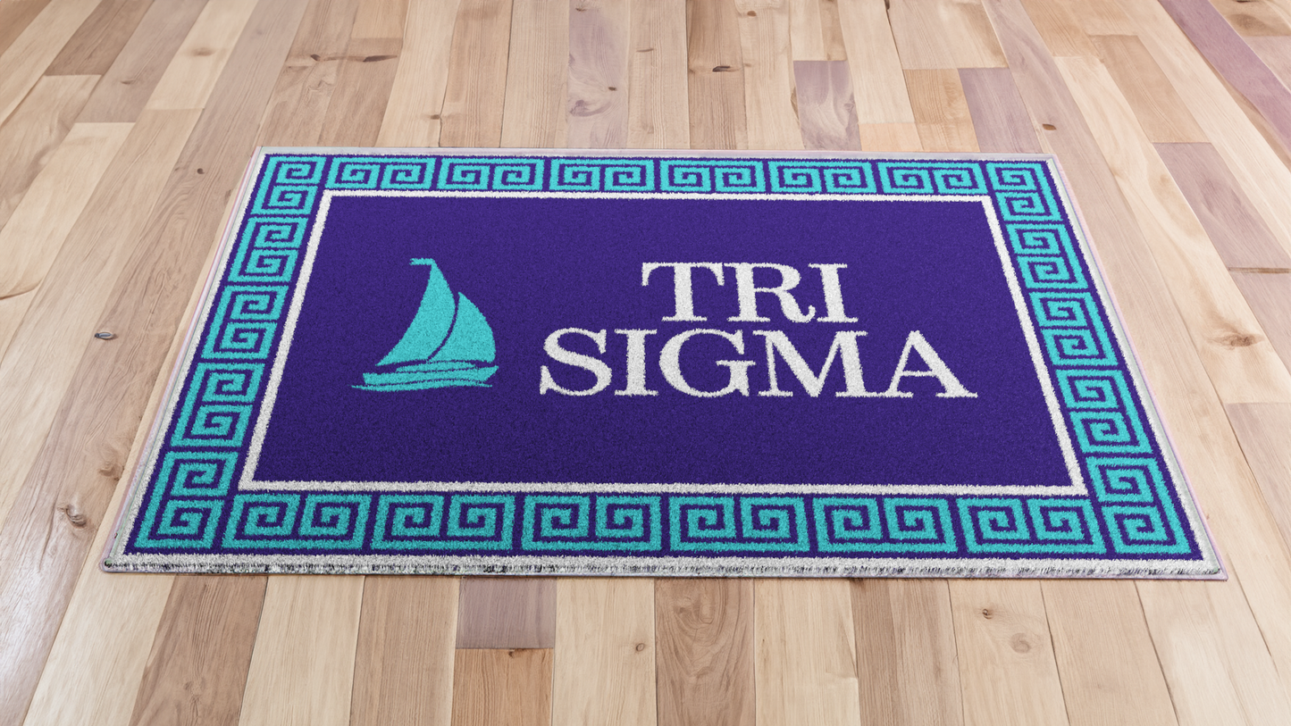 Sigma Sigma Sigma "Sailboat" Rug (3'10" x 5'4") - Greek-Rugs.com