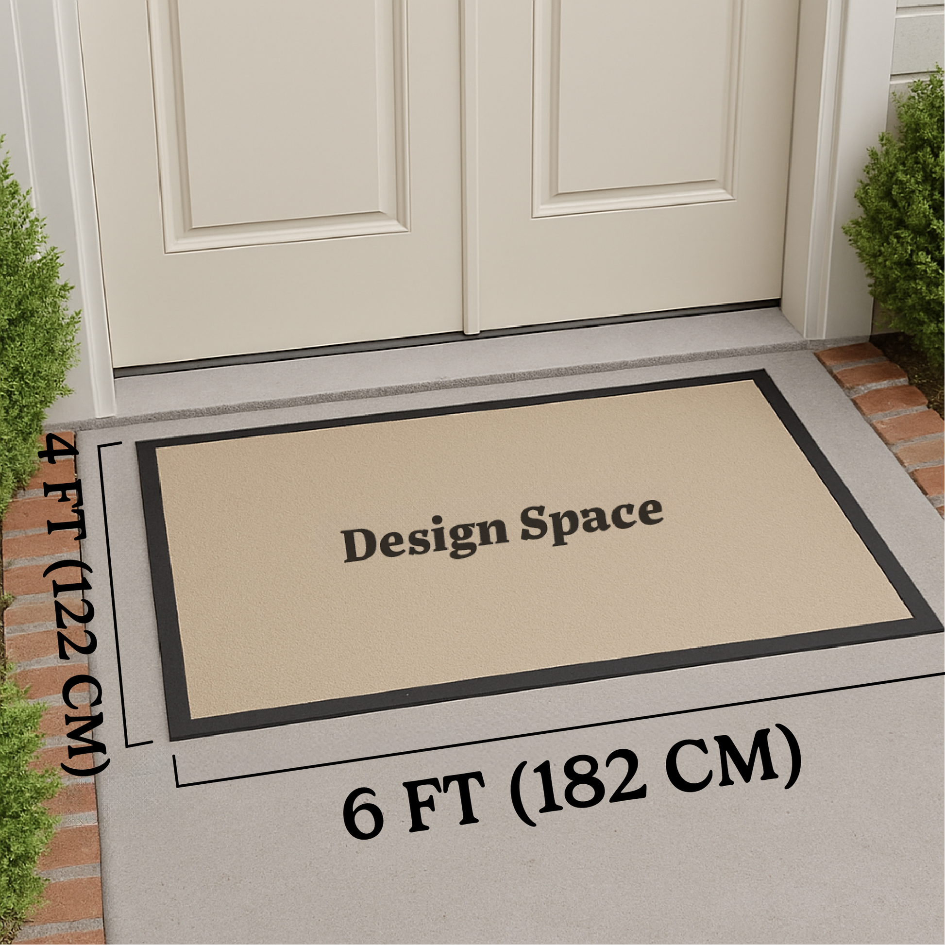 An image depicting the dimensions of the customizable entry mat by Greek Rugs