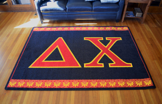 Delta Chi "Letters" Rug (5'4" x  7'8") - Greek-Rugs.com