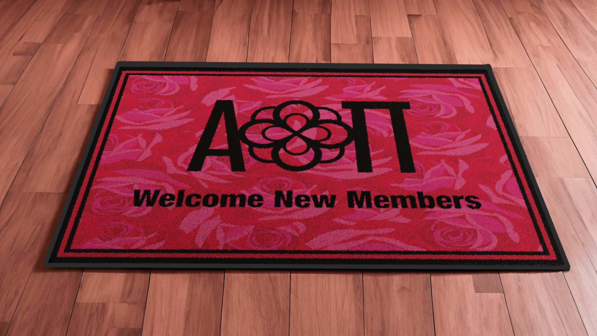 Alpha Omicron Pi "New Members" Mat (4' x 6') - Greek-Rugs.com