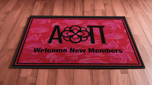 Alpha Omicron Pi "New Members" Mat (4' x 6') - Greek-Rugs.com