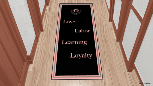 Gamma Phi Beta "Pillars" Hall Mat (5' x 12') - Greek-Rugs.com