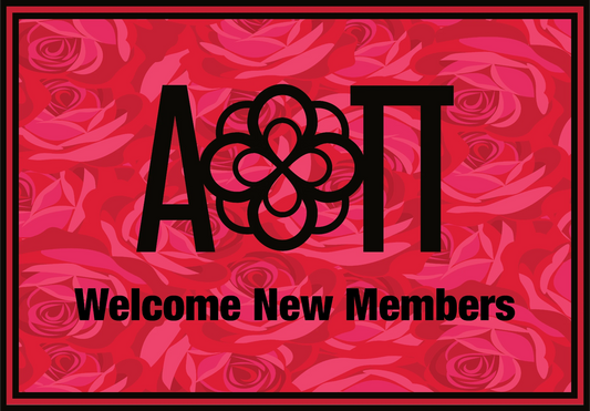 Alpha Omicron Pi "New Members" Mat (4' x 6') - Greek-Rugs.com