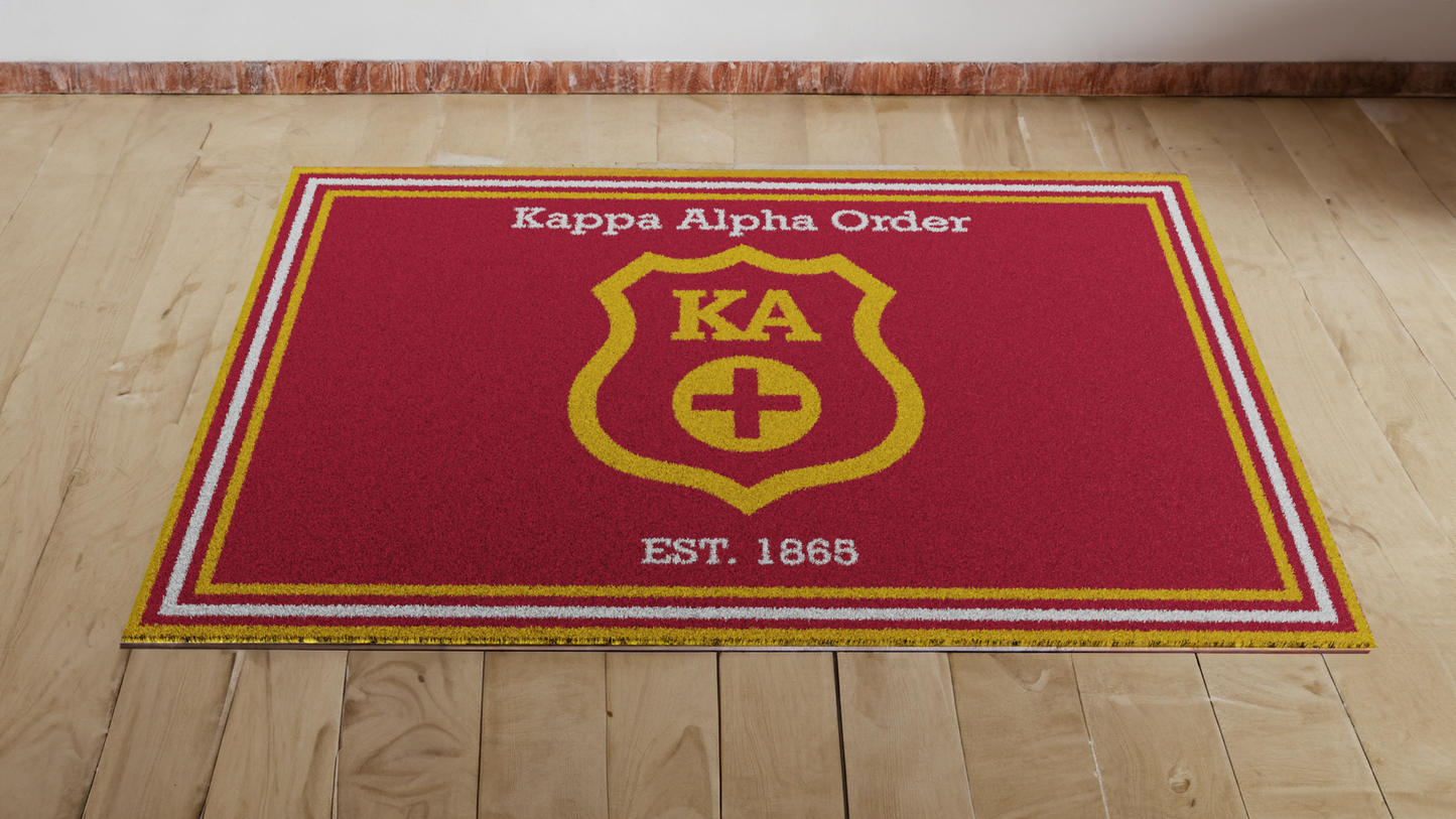 Kappa Alpha Order "Badge" Rug (7'8" x 10'9") - Greek-Rugs.com